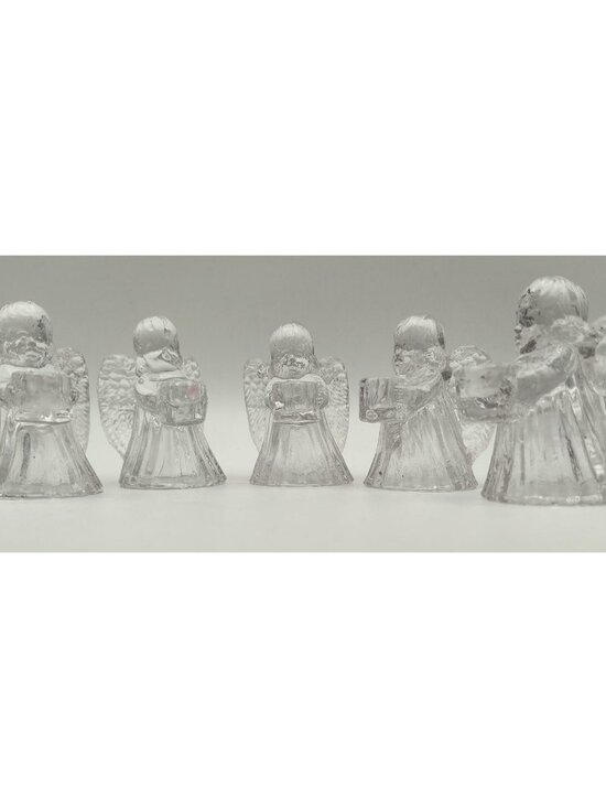 5 Biedermann Mikasa Vintage Clear Glass Angel Candle Holders With Detailed Wings - Picture 1 of 5